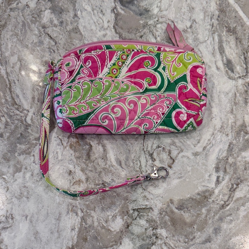 Vera Bradley wristlet in the retired pattern known as "Pinwheel Pink"